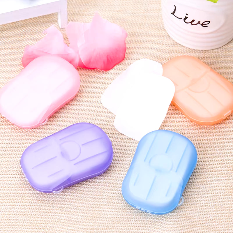 20 40 60Pcs /Box Travel Hand-Washing Soap Paper Multifunctional Aroma Sliced Cleaning Paper Disposable Boxed Mini Soap