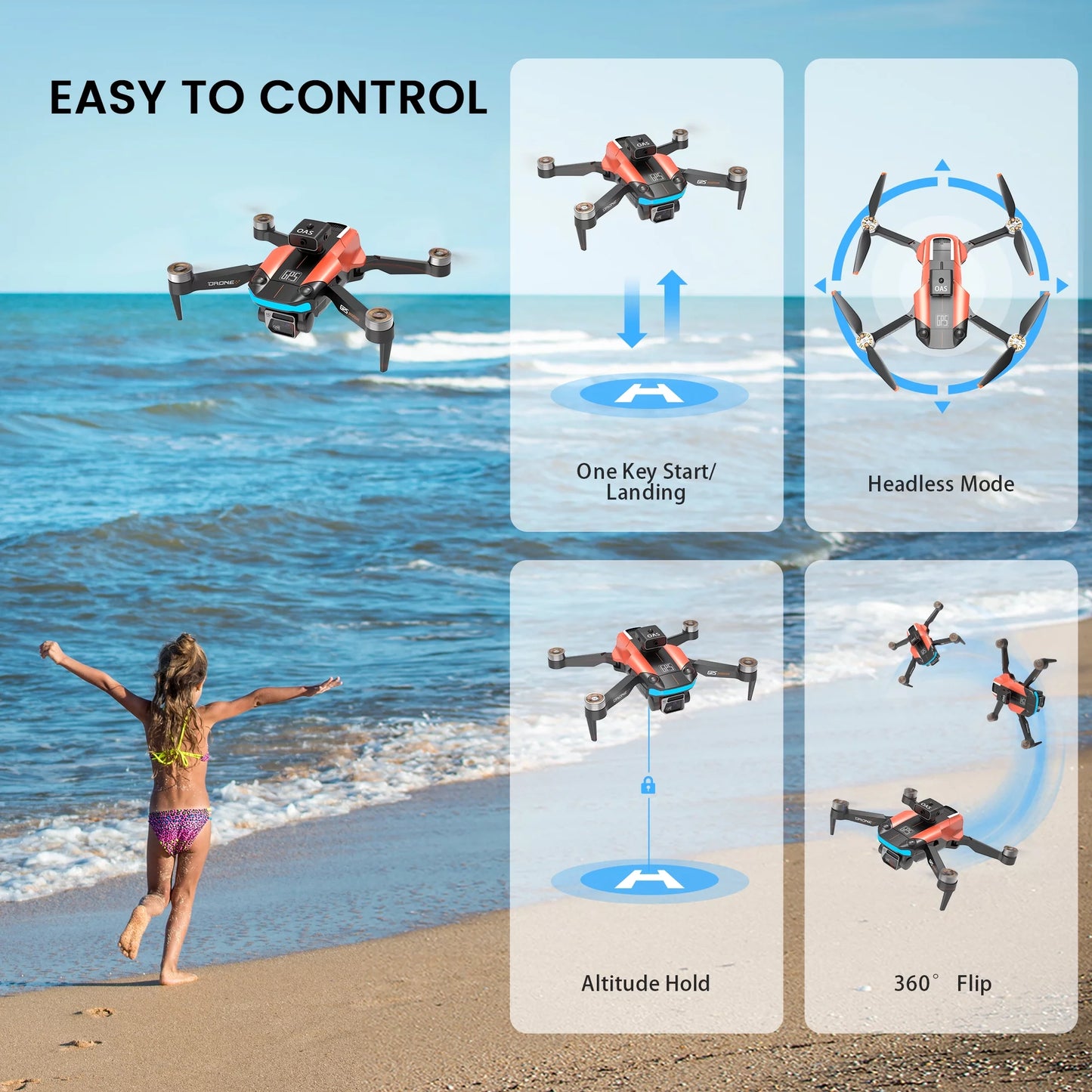 D99 GPS Drone with 8K UHD Camera, Foldable Drones for Adults Beginners, RC Quadcopter Drone, Brushless Motor, VR Mode, GPS Auto Follow