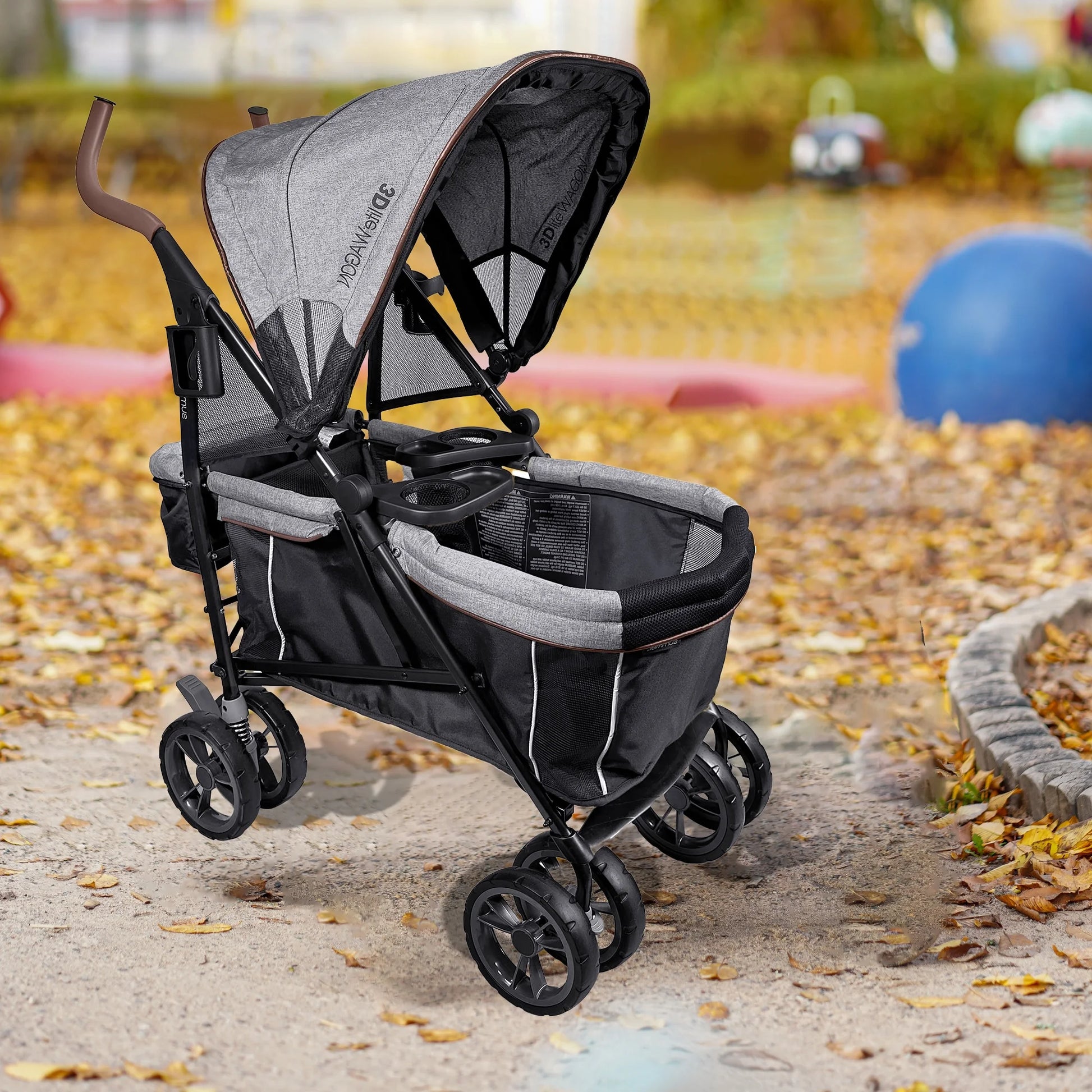 Summer 3Dlite Wagon Convenience Stroller – Lightweight Stroller Wagon for Infants and Toddlers, Black and Gray Tweed