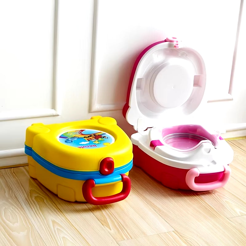 Travel Portable Kids Foldable Sink Kids Can Camp Bucket Cover Toilet Trainer Carries Outdoor Baby with Charming Cartoon