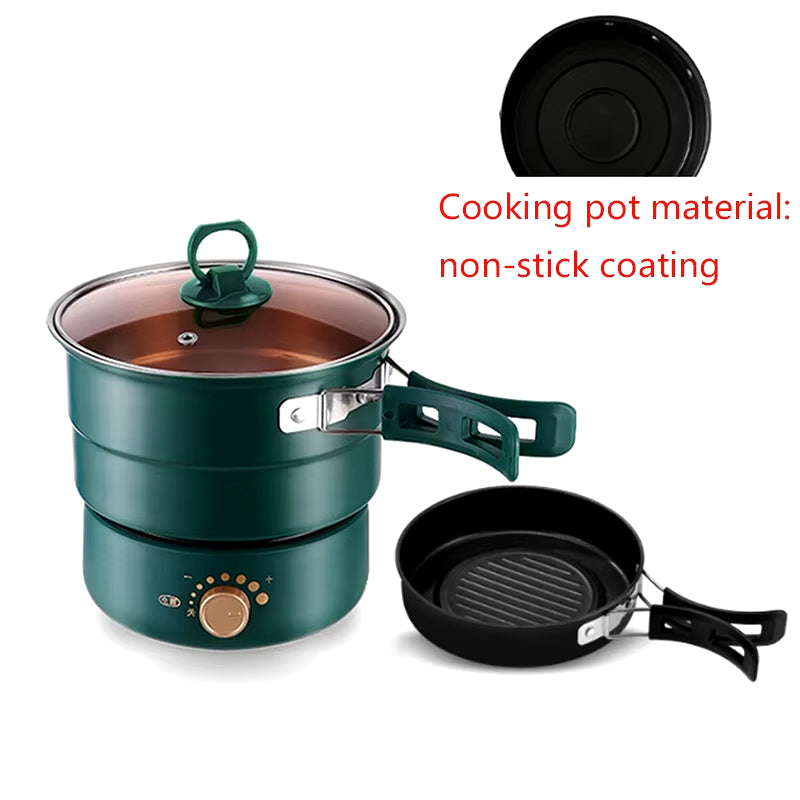 110V/220V Electric Split Cooking Pot Foldable Multicooker Frying Pan Hotpot Steamer Rice Cooker Soup Maker Water Boiler Travel