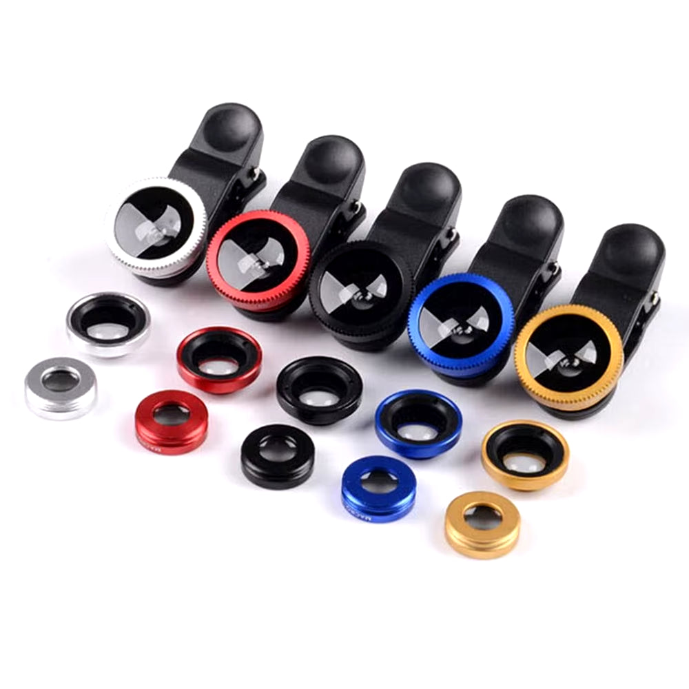 3-In-1 Wide Angle Macro Fisheye Lens Camera Kits Mobile Phone Fish Eye Lenses with Clip 0.67X for Iphone Samsung All Cell Phones