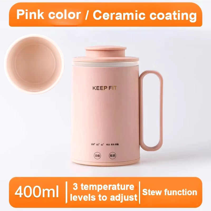 Portable Mini Stew Cup Electric Kettle Hot Water Thermal Heating Boiler Pot Travel Milk Heater Teapot Soup Porridge Slow Cooker