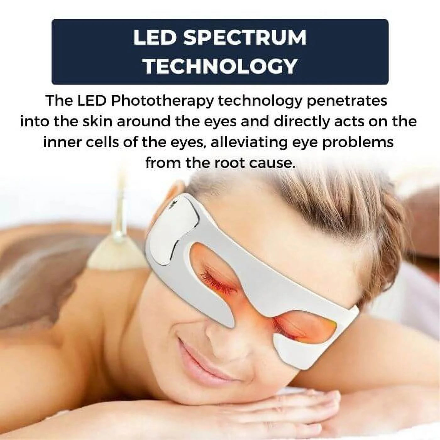 3D Anti-Aging Eye Massager Glasses, Rechargeable Red Light Led Eye Mask with Led Therapy for Wrinkles, Puffiness, Dark Circles, and Eye Fatigue