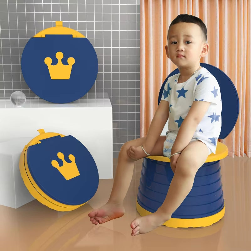 Potty Training Toilet for Kids Children'S Solid Color Portable Folding Car Emergency and Outdoor Activities Toilet Toilet