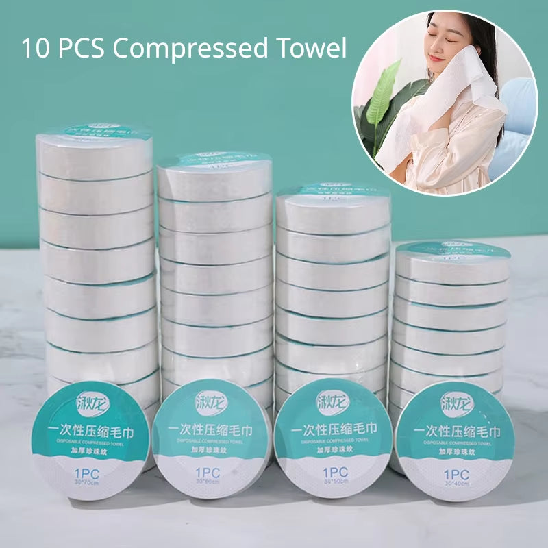 10PCS Compressed Towel Disposable Towel Outdoor Travel Cloth Bathroom Cleaning Towels Quick-Drying Washcloth Hotel Towels 타올