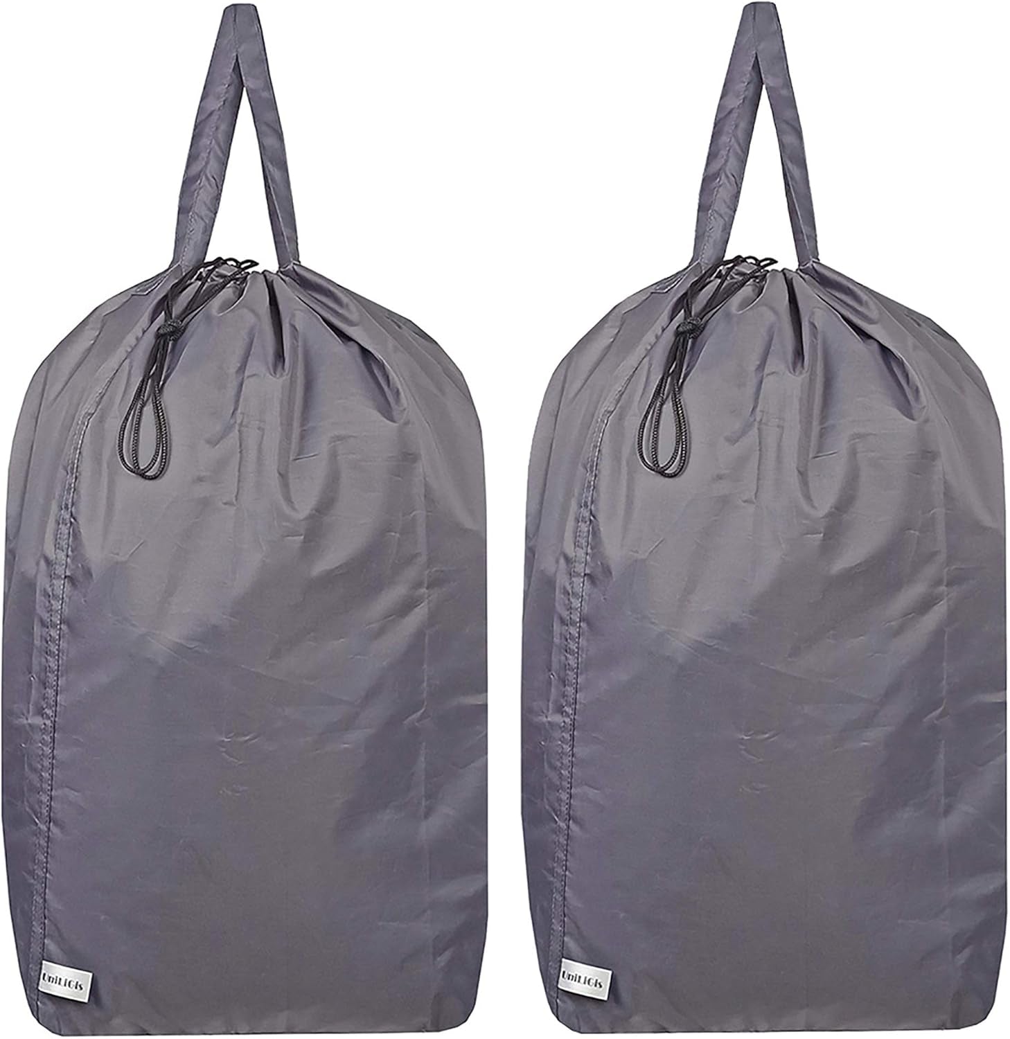 Washable Travel Laundry Bag with Handles and Drawstring (2 Pack), Heavy Duty Large Enough to Hold 3 Loads of Laundry, Fit a Laundry Basket or Clothes Hamper, 27.5X34.5 In,Grey