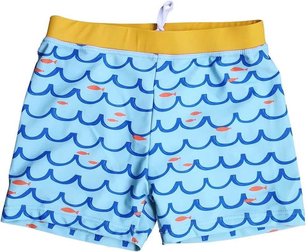 Boys Boardshorts UPF 50+ Sun Protection Swim Shorts with Sun Cap 2 Pack