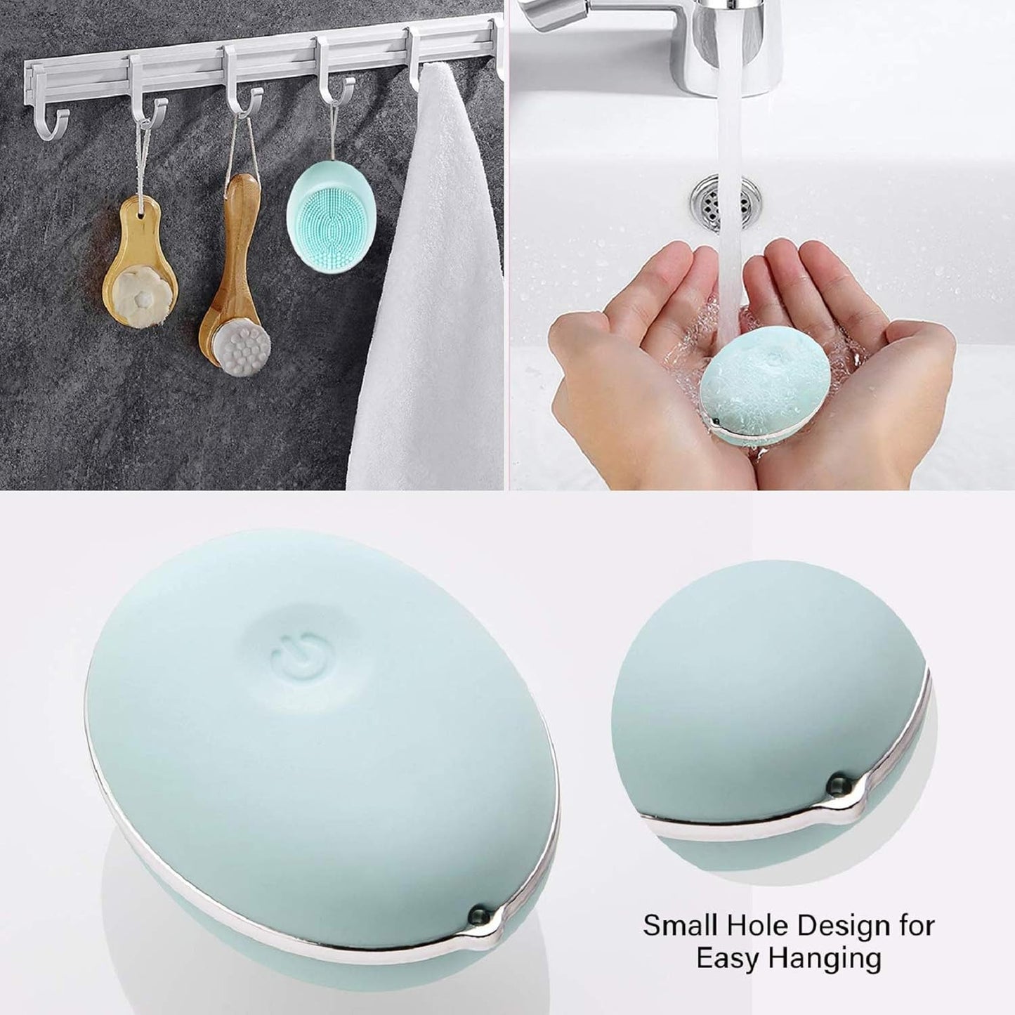 Sonic Facial Cleansing Brush Mini, Soft Silicone Egg-Sized Face Scrubber Brush Massager Waterproof Travel Size for Skin Gentle Exfoliation and Deep Cleansing, Not Rechargeable (Green)