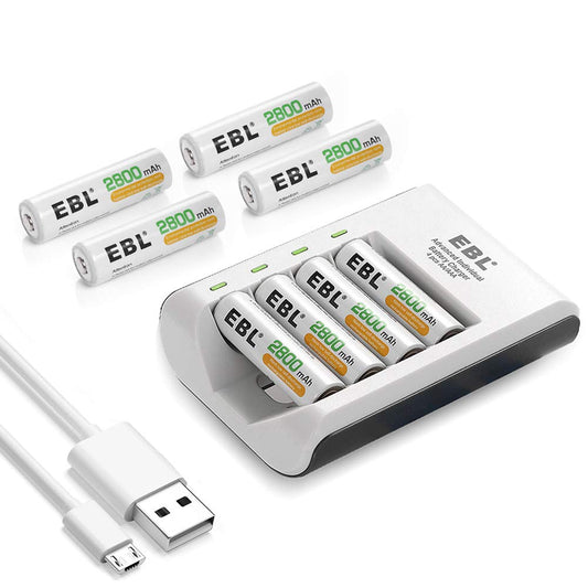 Rechargeable AA Batteries Precharged 2800Mah Powerful Battery (8 Packs) with Smart C807 Battery Charger for 1/2/3/4 AA AAA Batteries