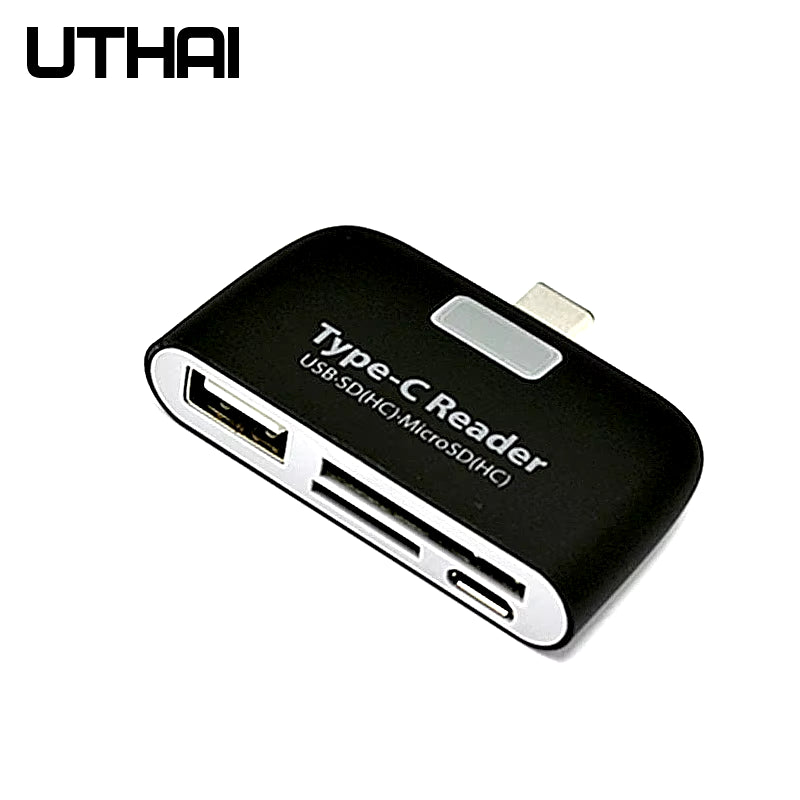 J08 Type-C USB3.1 Multi Card Reader for SD TF USB2.0 Cardreaders of Android Phones LED Lights USB OTG Adapter for Mouse