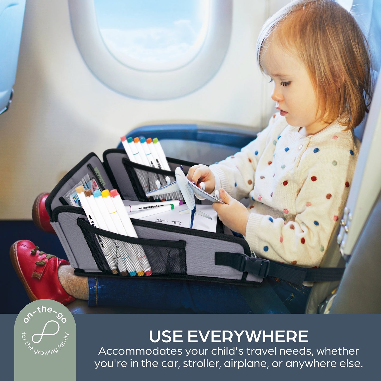 Ezy-Tote Travel Tray Organizer with Tablet Holder - Toddler and Big Kids Travel Essential for Cars, Airplanes, Strollers