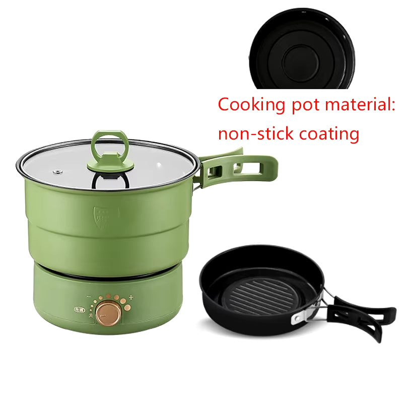 110V/220V Electric Split Cooking Pot Foldable Multicooker Frying Pan Hotpot Steamer Rice Cooker Soup Maker Water Boiler Travel