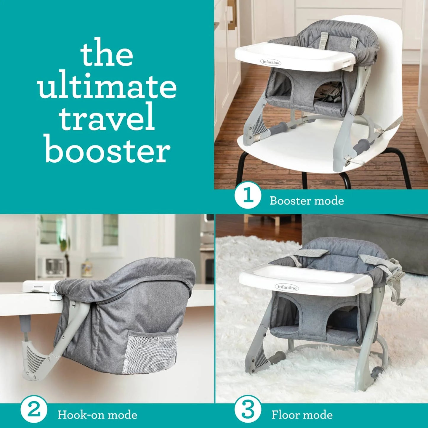 Ultimate Travel Booster Seat for Babies and Toddlers 4-36 Months, Gray