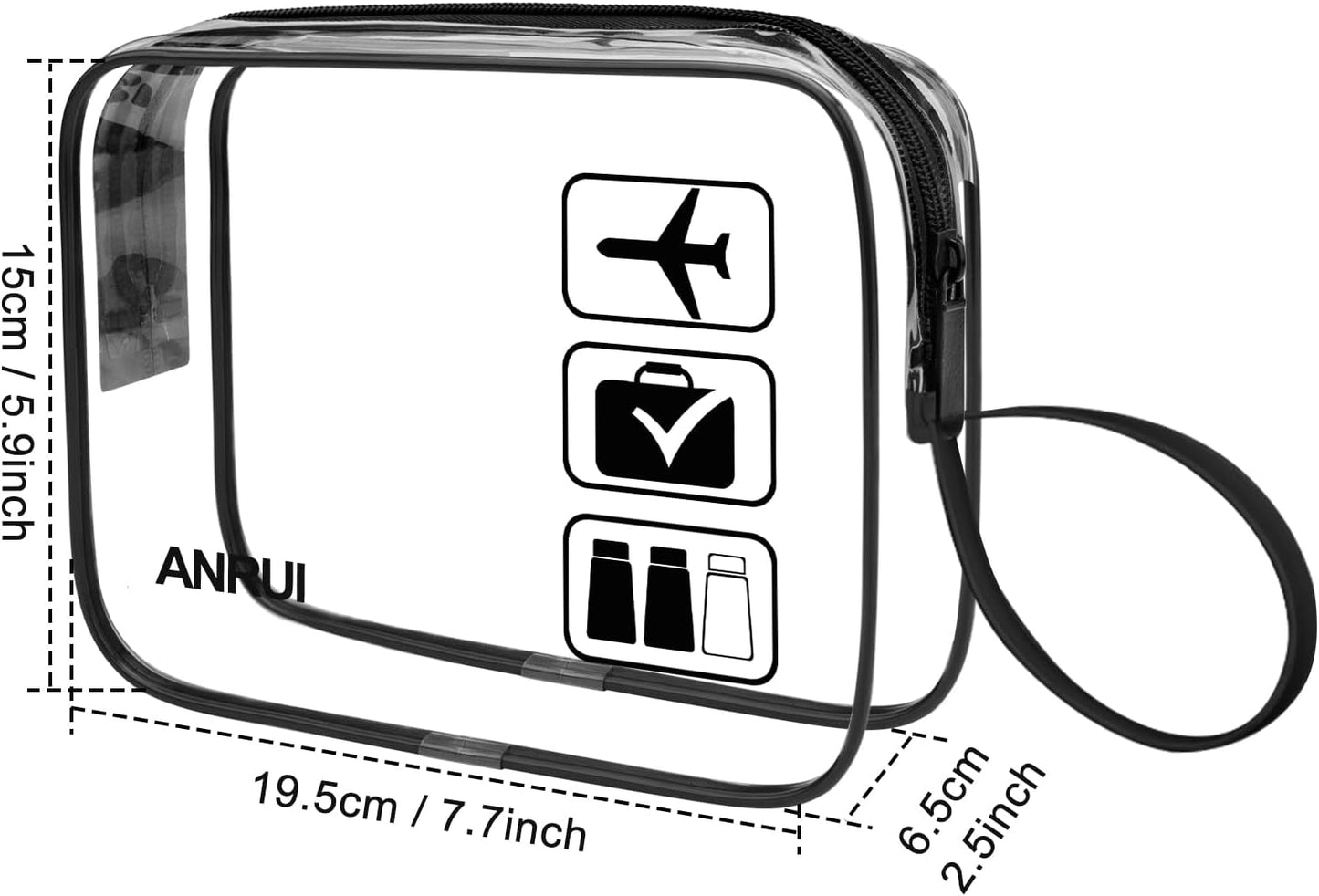 TSA Approved Toiletry Bag, 3-PACK Same Size Clear Toiletry Bag with Handle