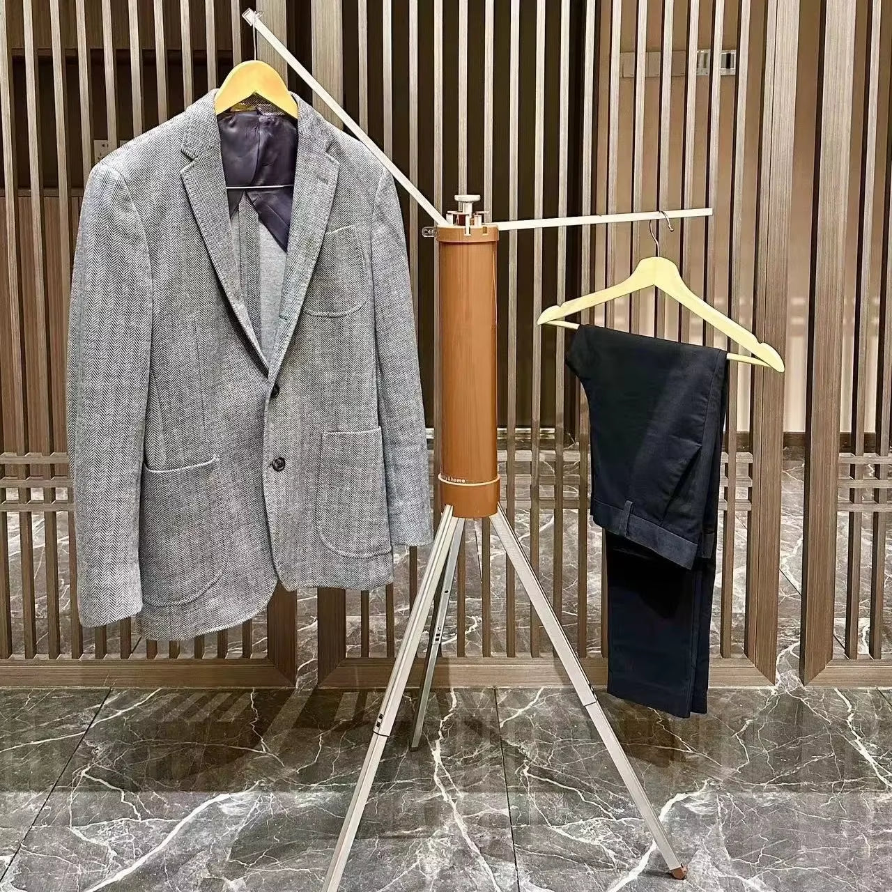 Umbrella Folding Clothes Drying Rack,Mini Telescopic Stand Coat Hanger,Aluminium Space Saving 6 Rods Pants Hangers for Travel