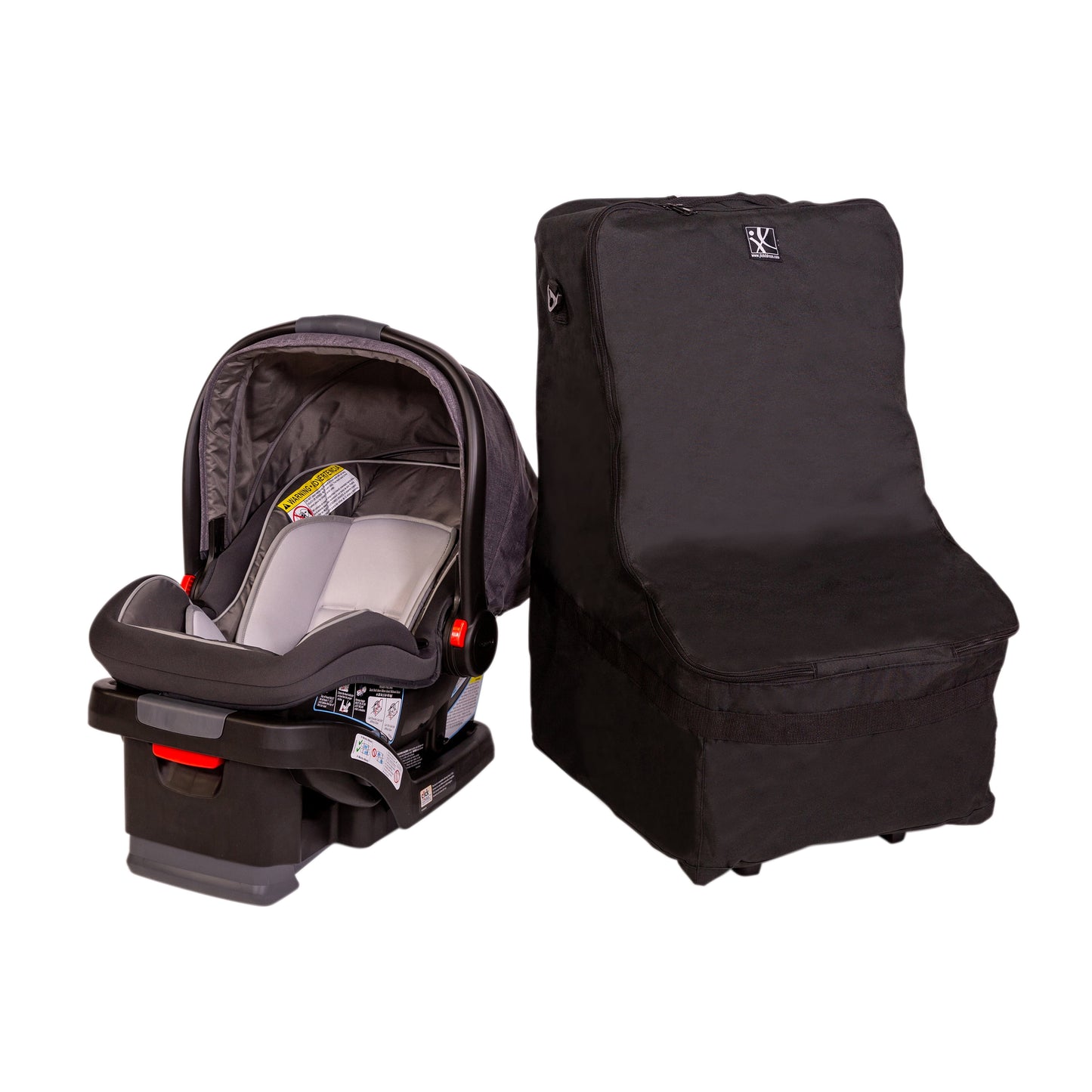 Wheelie Car Seat Travel Bag and Carrier with Wheels, Black