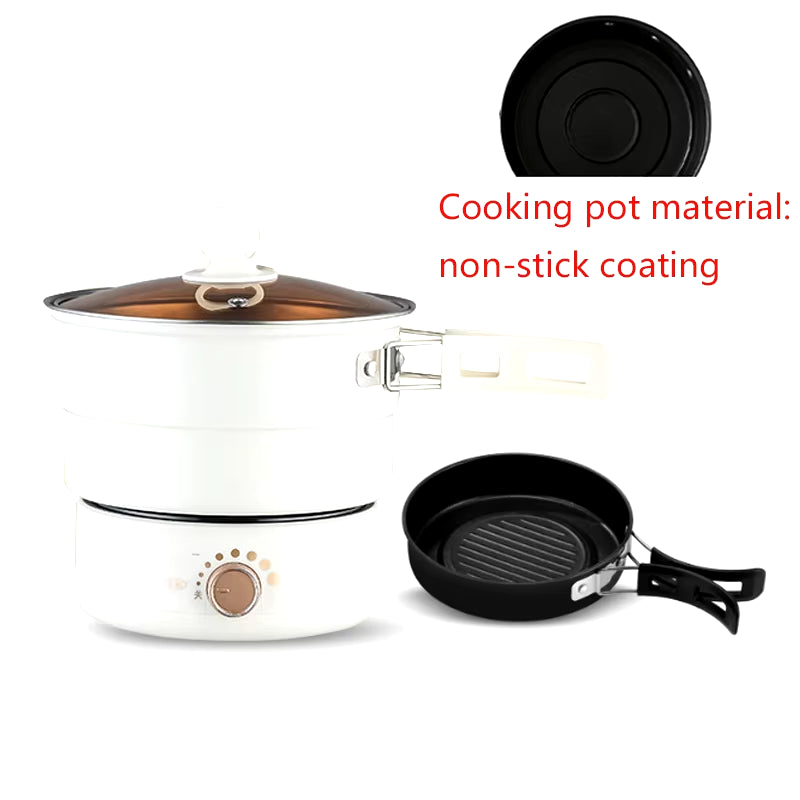 110V/220V Electric Split Cooking Pot Foldable Multicooker Frying Pan Hotpot Steamer Rice Cooker Soup Maker Water Boiler Travel