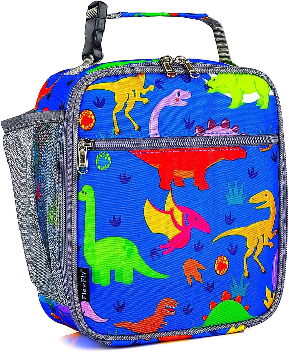 Kids Lunch Box Insulated Soft Bag Mini Cooler Back to School Thermal Meal Tote Kit for Girls, Boys, Dinosaur