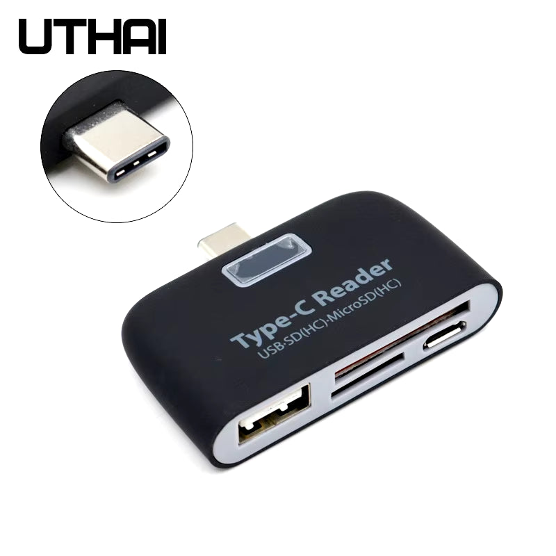 J08 Type-C USB3.1 Multi Card Reader for SD TF USB2.0 Cardreaders of Android Phones LED Lights USB OTG Adapter for Mouse