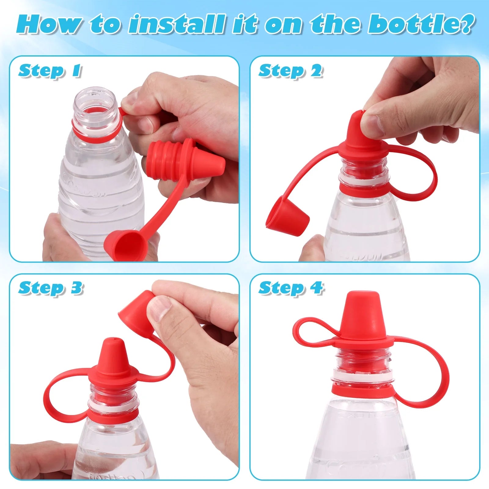 7Pcs Baby Cap Silicone Bottle Top Nozzle Adapter Leakproof Water Bottle Spout Portable Reusable for Kids 28Mm Standard Water Bottle Spout