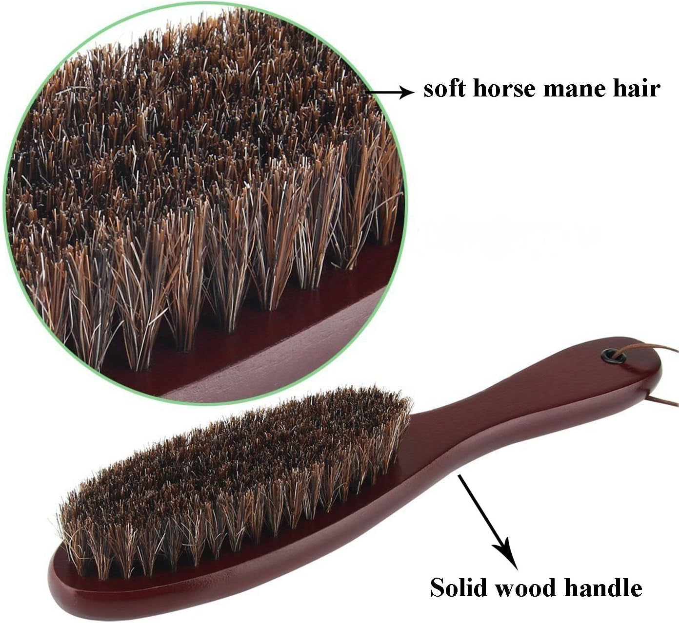 Clothes Brush Garment Brush Lint Remover Brush with Genuine Soft Horsehair and Wooden Handle for Coat Men Suits Shoes Jacket Furniture Car Mat and Pet Hair (1-Pack(Walnut Wood))