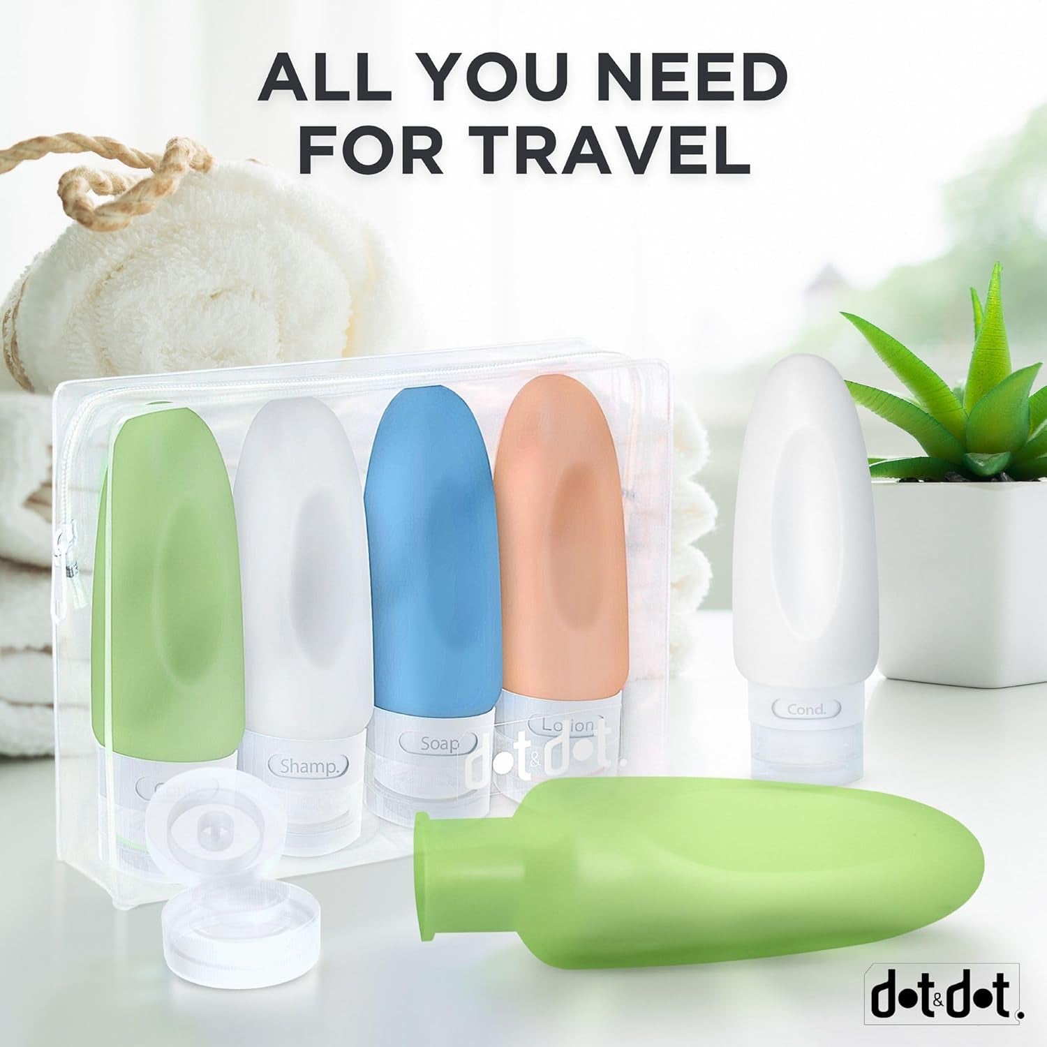 Leak Proof Travel Bottles for Toiletries - TSA Approved Travel Shampoo Bottles - 3Oz Travel Shampoo and Conditioner Bottles - Travel Size Toiletries - 3 Oz Silicone Travel Bottles with Labels