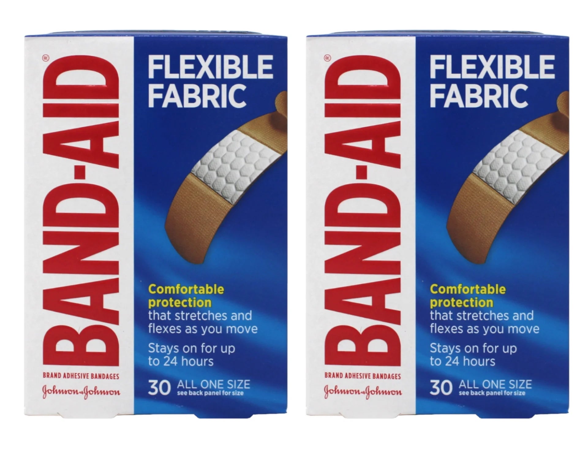 Brand Adhesive Bandages, Flexible Fabric, 30 Count, 1.9 Cm X 7.6 Cm Pack of 2