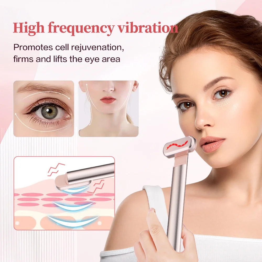 Red Light Therapy for Face, Microcurrent Eye Beauty Device Rotating and Adjustable, Constant Temperature Eye Care, Eye Massage Lift Wand for Wrinkle-Correcting Dilutes Dark Circles Eye Bags Fine Lines