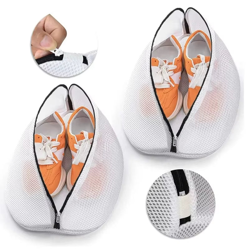 Mesh Laundry Bag Washing Machine Shoes Bag with Zips Travel Shoe Storage Bags Protective Clothes Storage Box Organizer Bags