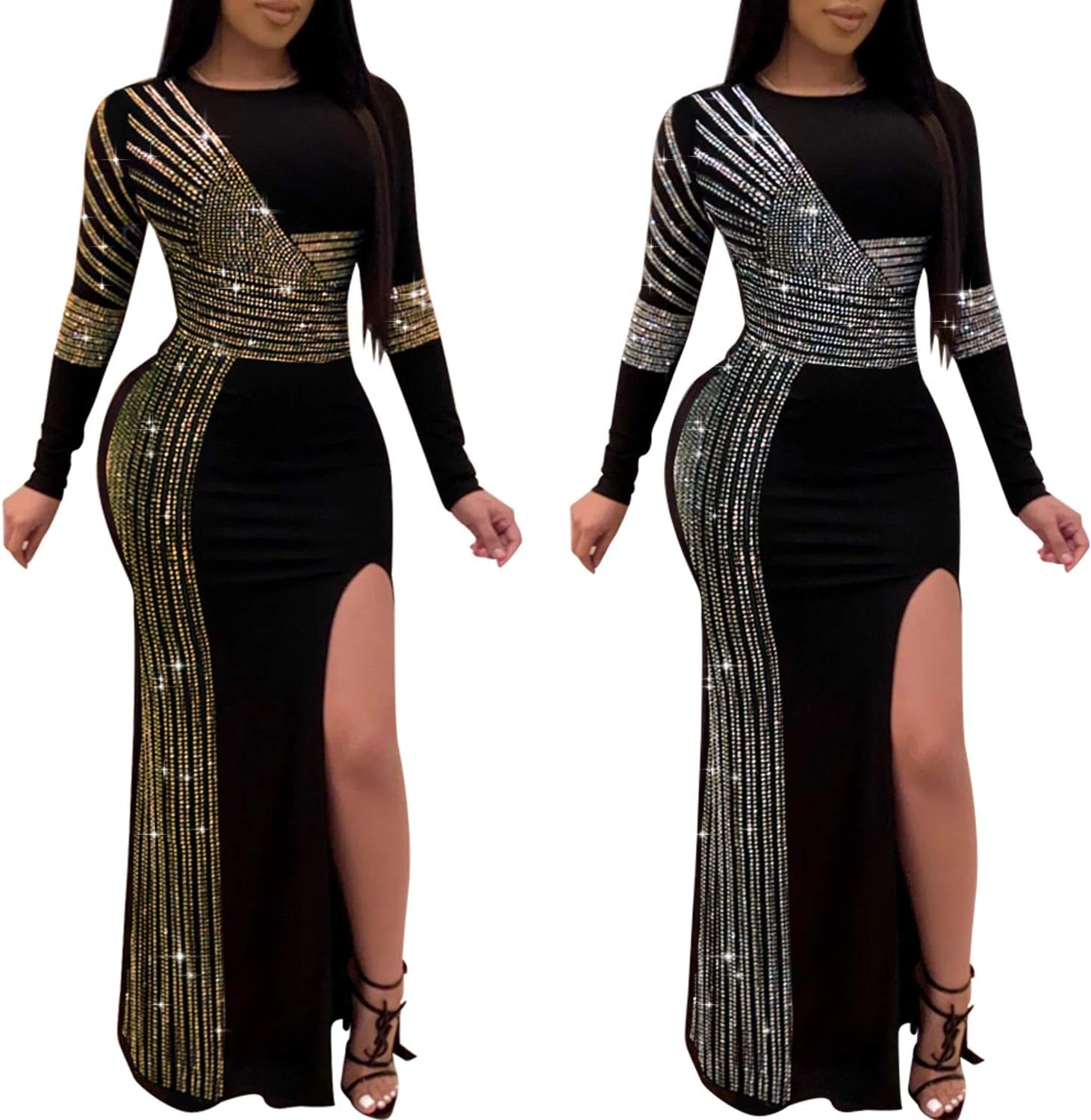 Women Long Sleeve Birthday Dresses Sexy Hot Diamond Process Sexy Dress Party Club Night Dress…