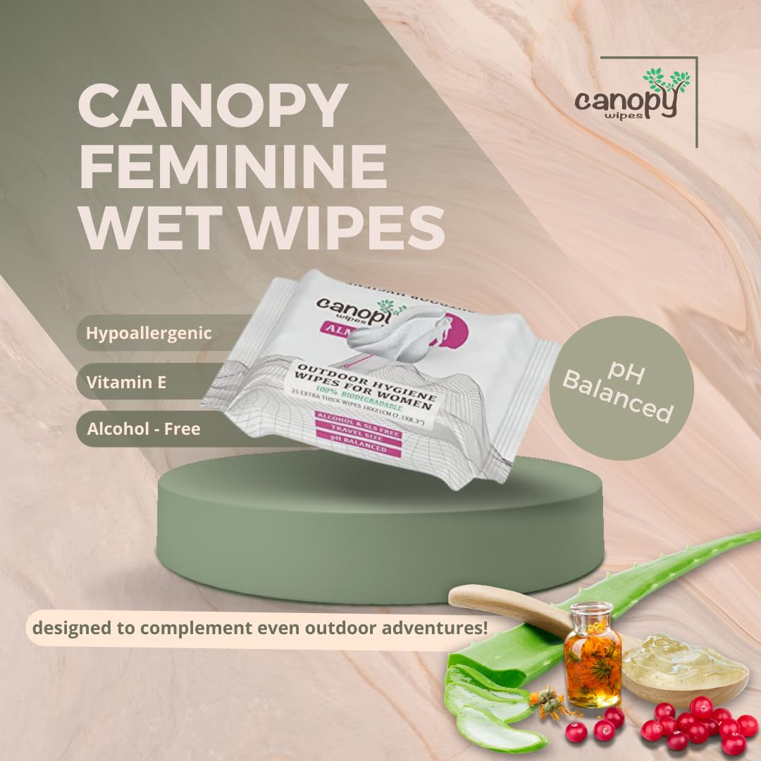 Hygiene Feminine Wipes -  ALMA 100% Biodegradable, Ph Balanced Body and Hand Cleansing Cloths for Women W/Aloe - Great Wet Wipes for Women