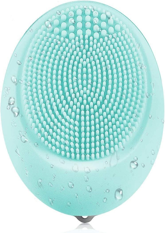 Sonic Facial Cleansing Brush Mini, Soft Silicone Egg-Sized Face Scrubber Brush Massager Waterproof Travel Size for Skin Gentle Exfoliation and Deep Cleansing, Not Rechargeable (Green)