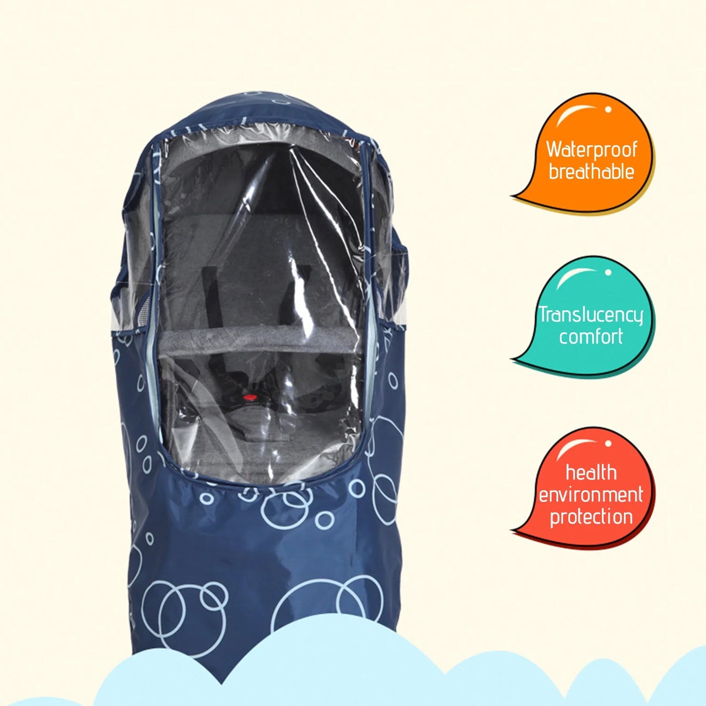 Stroller Rain Cover,Universal Stroller Accessory,Waterproof,Windproof Protection,Protect from Dust Snow,Baby Travel Weather Shield,Rainproof Nano-Coating Elastic Band,Blue,Black