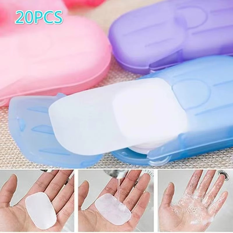 20 40 60Pcs /Box Travel Hand-Washing Soap Paper Multifunctional Aroma Sliced Cleaning Paper Disposable Boxed Mini Soap