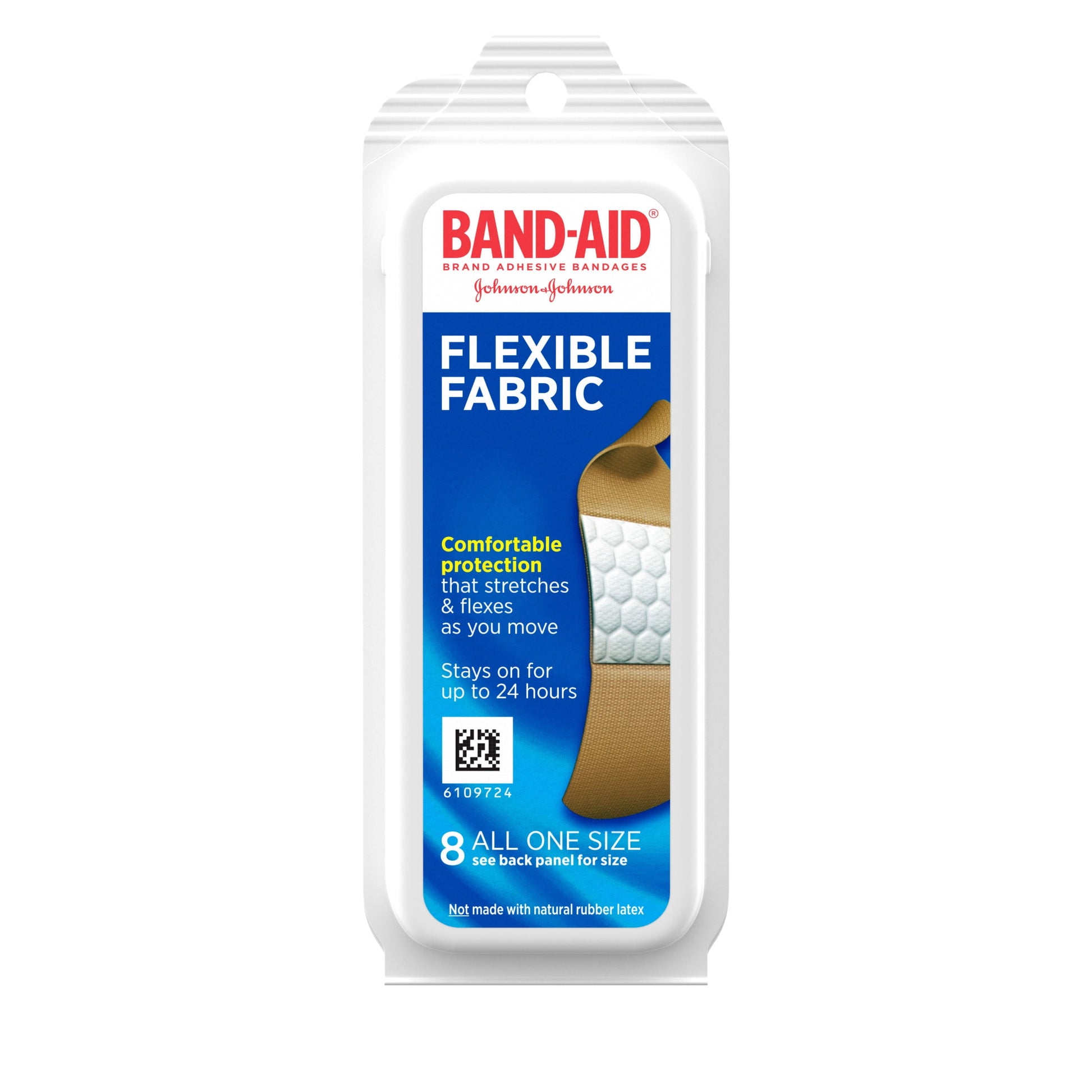 Brand Flexible Fabric Adhesive Bandages, All One Size, 8 Ct