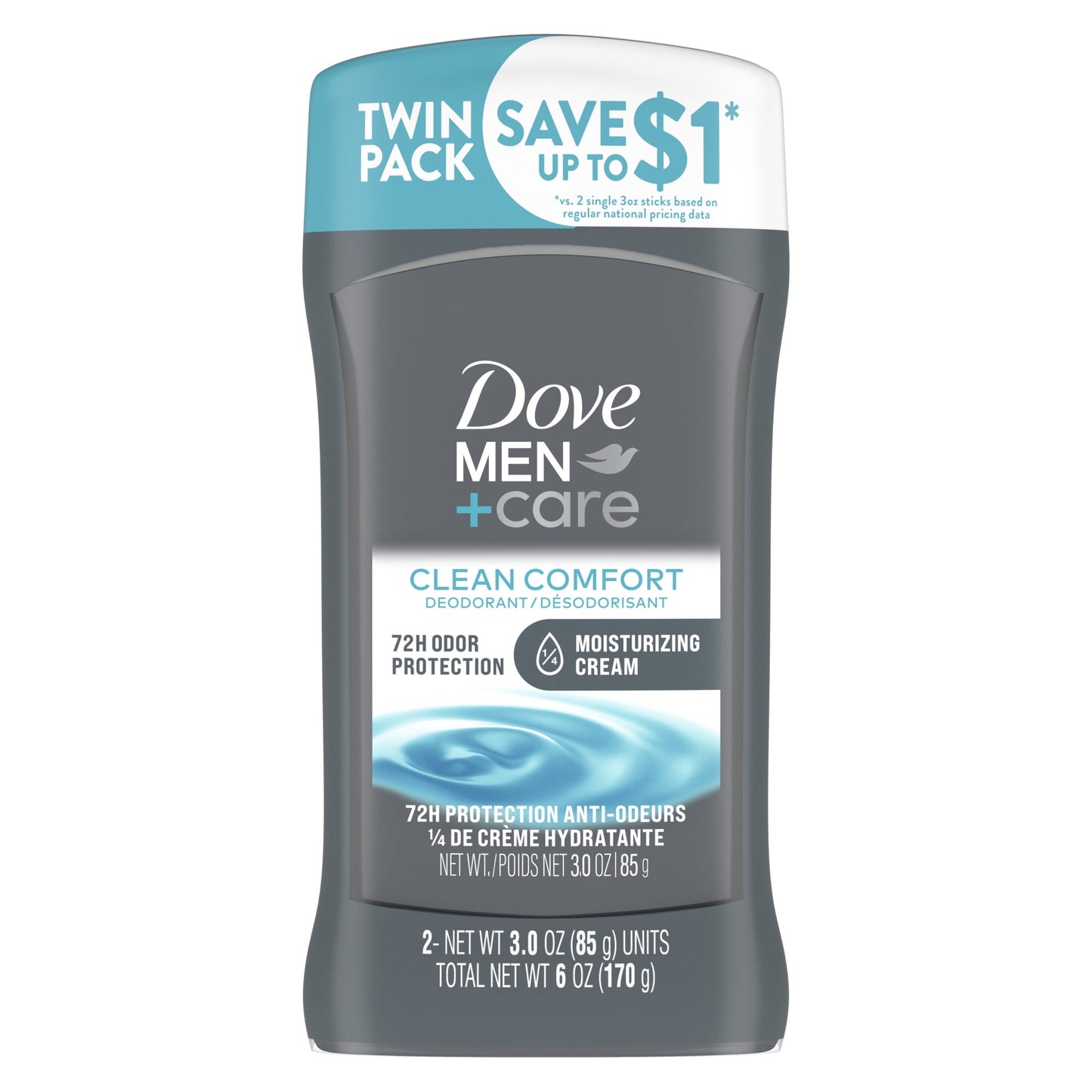 Clean Comfort Deodorant Stick Twin Pack, Citrus, 3 Oz