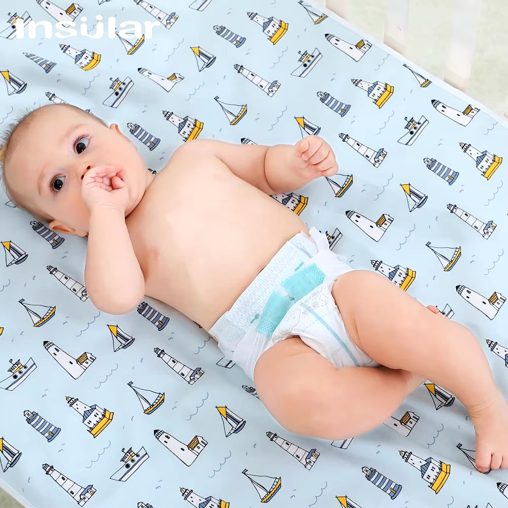 Waterproof Baby Diaper Changing Mat Foldable Soft Cotton Travel Nappy Change Portable Baby Care Front Play Pad Baby Care