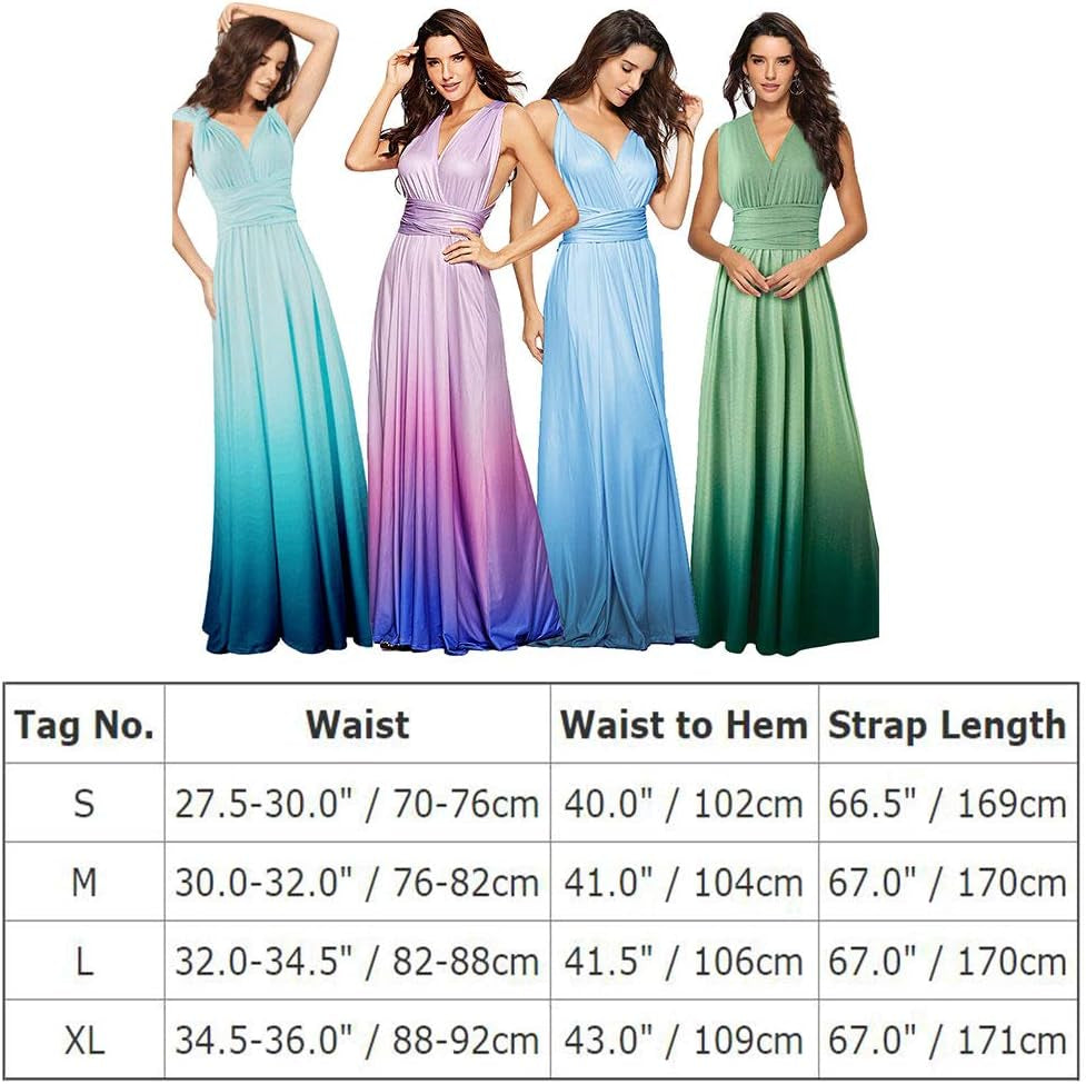 Women Transformer Convertible Multi Way Wrap V-Neck Wedding Bridesmaid Dress Halter Ombre Floral Long Evening Prom Maxi Dress