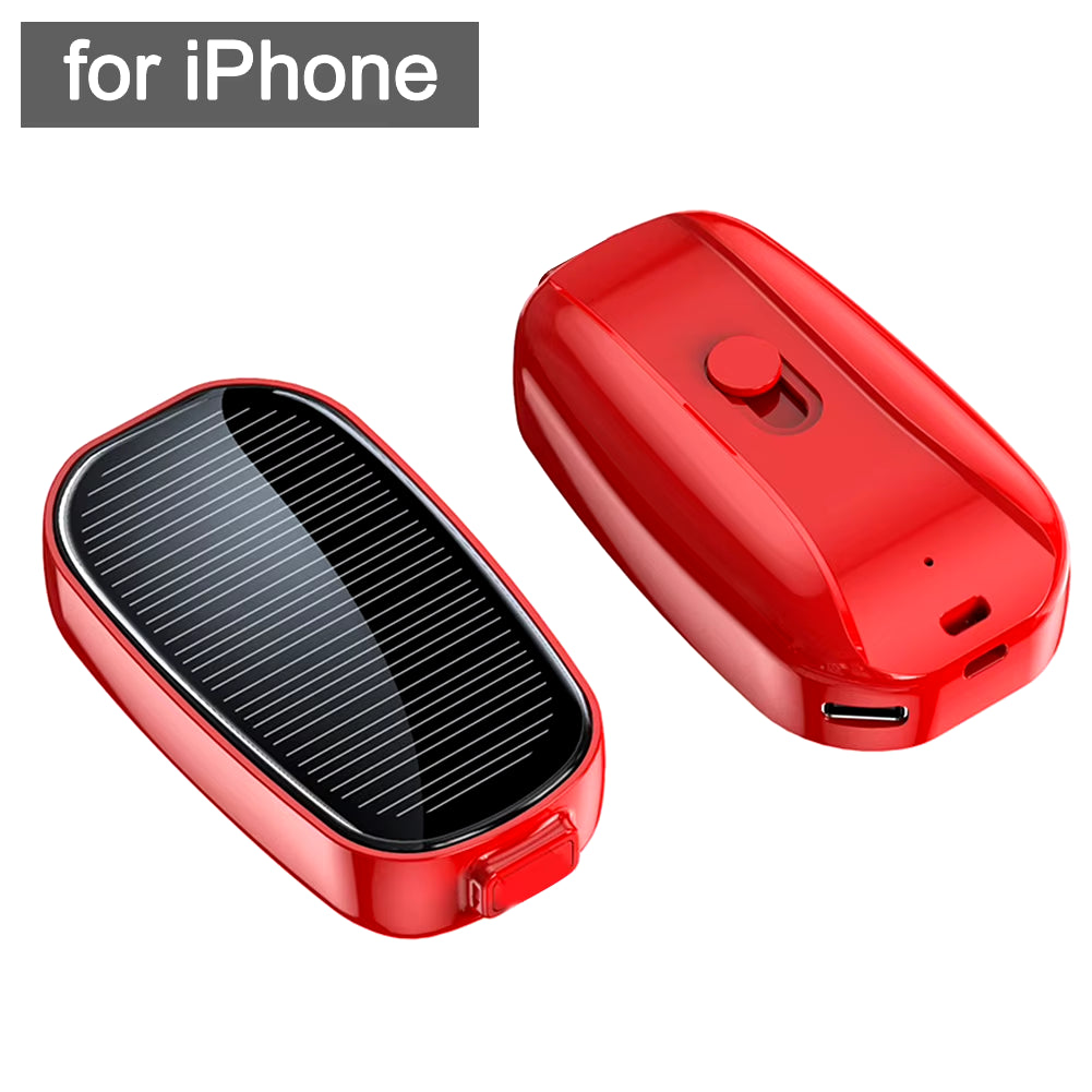 Solar Power Keychain Phone Charger 1200Mah Portable Type-C Wireless Power Bank for Iphone Samsung Huawei Emergency Battery Pack