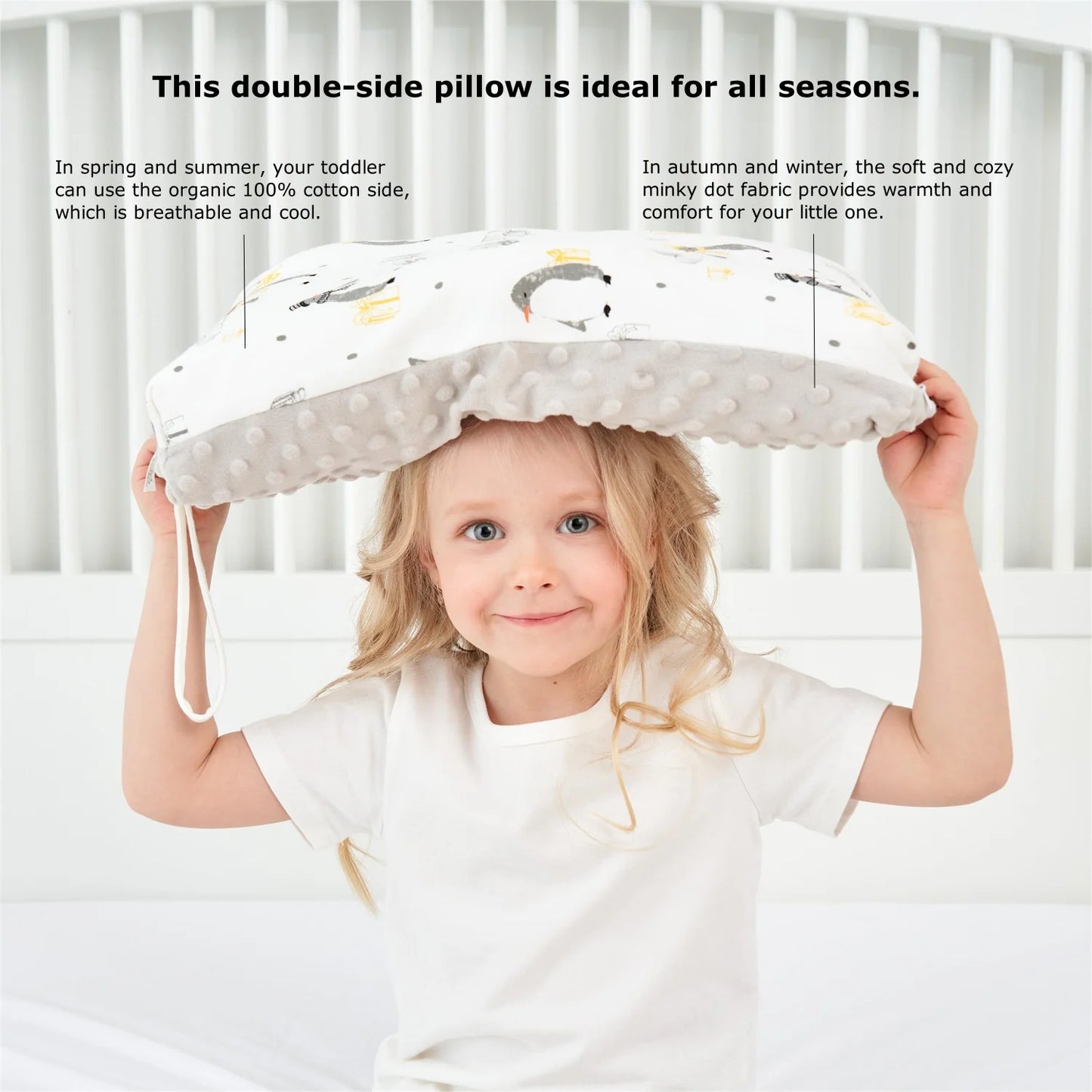 Toddler Pillow for Sleeping with Cotton Pillowcase,Small Organic Pillows for Travel,Kids Bed Pillows for Boys&Girls