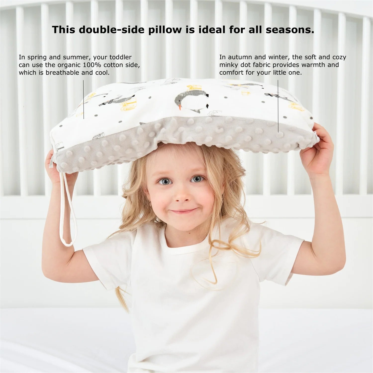 Toddler Pillow for Sleeping with Cotton Pillowcase,Small Organic Pillows for Travel,Kids Bed Pillows for Boys&Girls