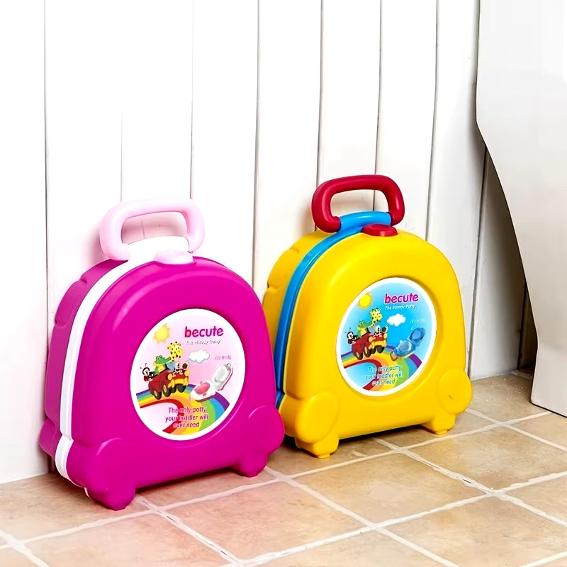 Travel Portable Kids Foldable Sink Kids Can Camp Bucket Cover Toilet Trainer Carries Outdoor Baby with Charming Cartoon