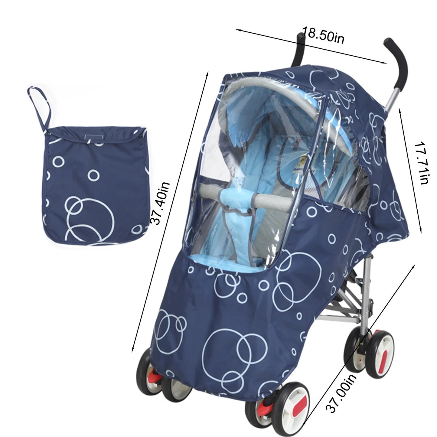 Stroller Rain Cover,Universal Stroller Accessory,Waterproof,Windproof Protection,Protect from Dust Snow,Baby Travel Weather Shield,Rainproof Nano-Coating Elastic Band,Blue,Black