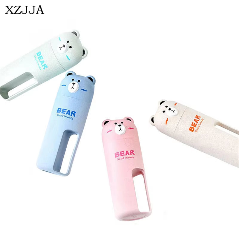 Wheat Straw Cute Bear Bathroom Accessories Sets Travel Wash Cup Set Portable Toothbrush Toothpaste Box Wash Gargle Suit