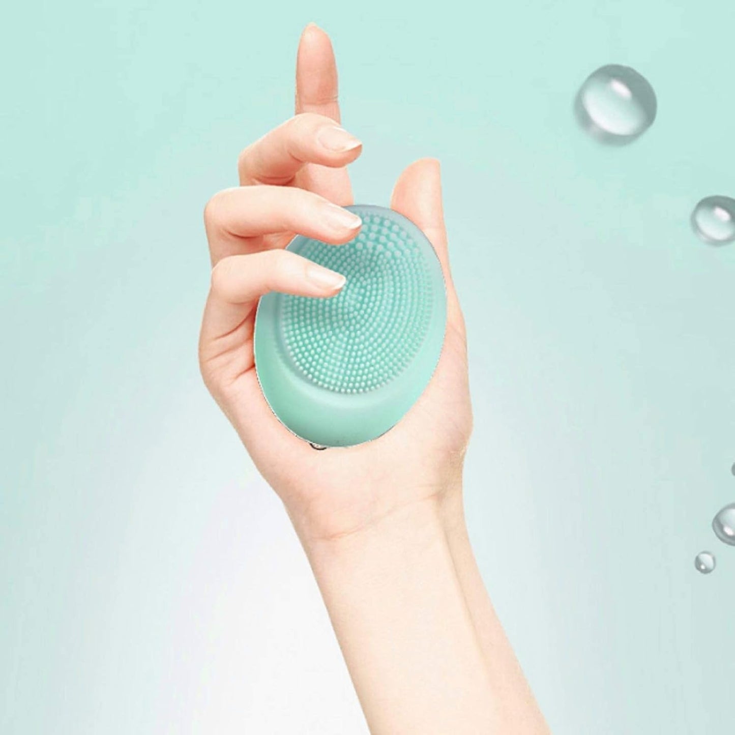 Sonic Facial Cleansing Brush Mini, Soft Silicone Egg-Sized Face Scrubber Brush Massager Waterproof Travel Size for Skin Gentle Exfoliation and Deep Cleansing, Not Rechargeable (Green)