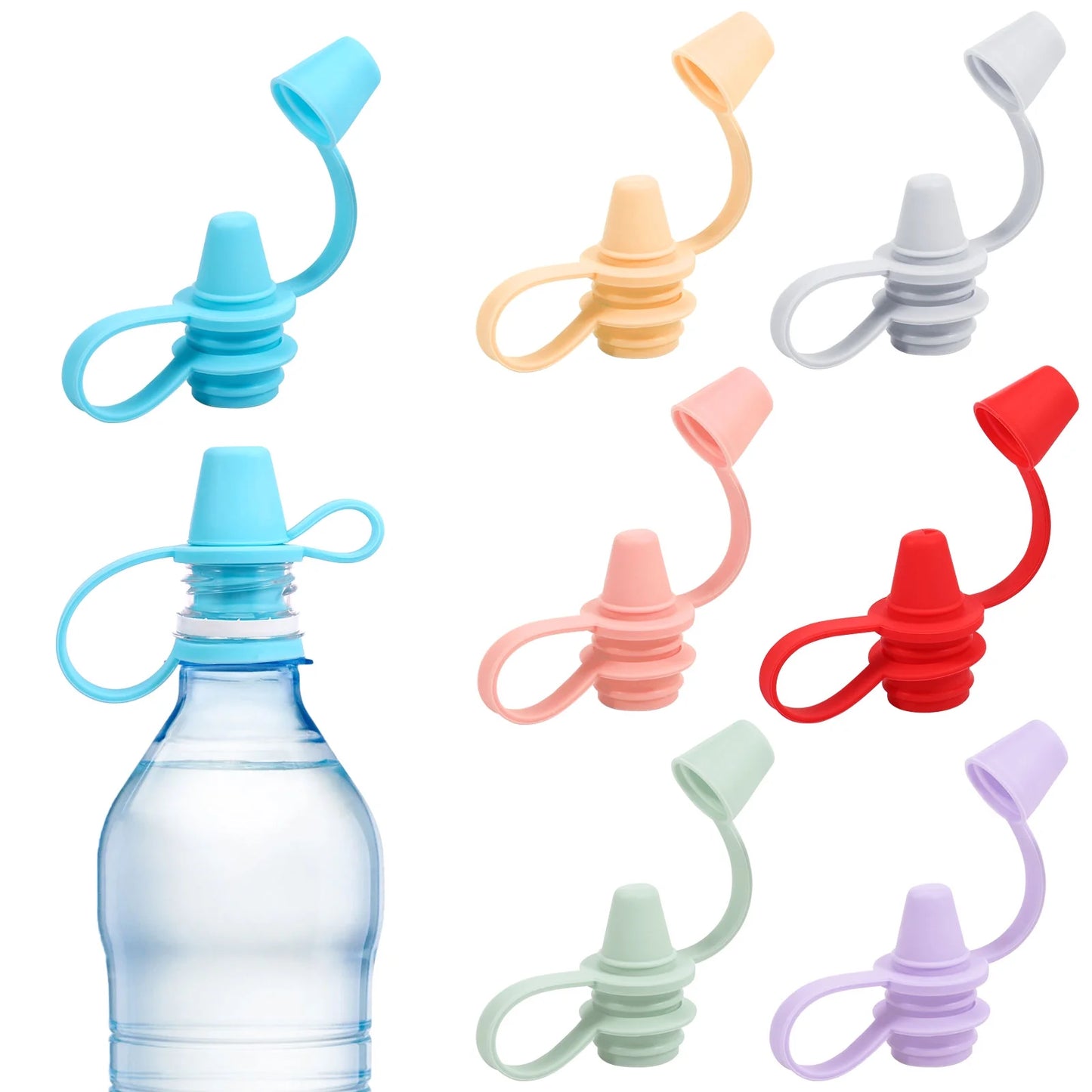 7Pcs Baby Cap Silicone Bottle Top Nozzle Adapter Leakproof Water Bottle Spout Portable Reusable for Kids 28Mm Standard Water Bottle Spout