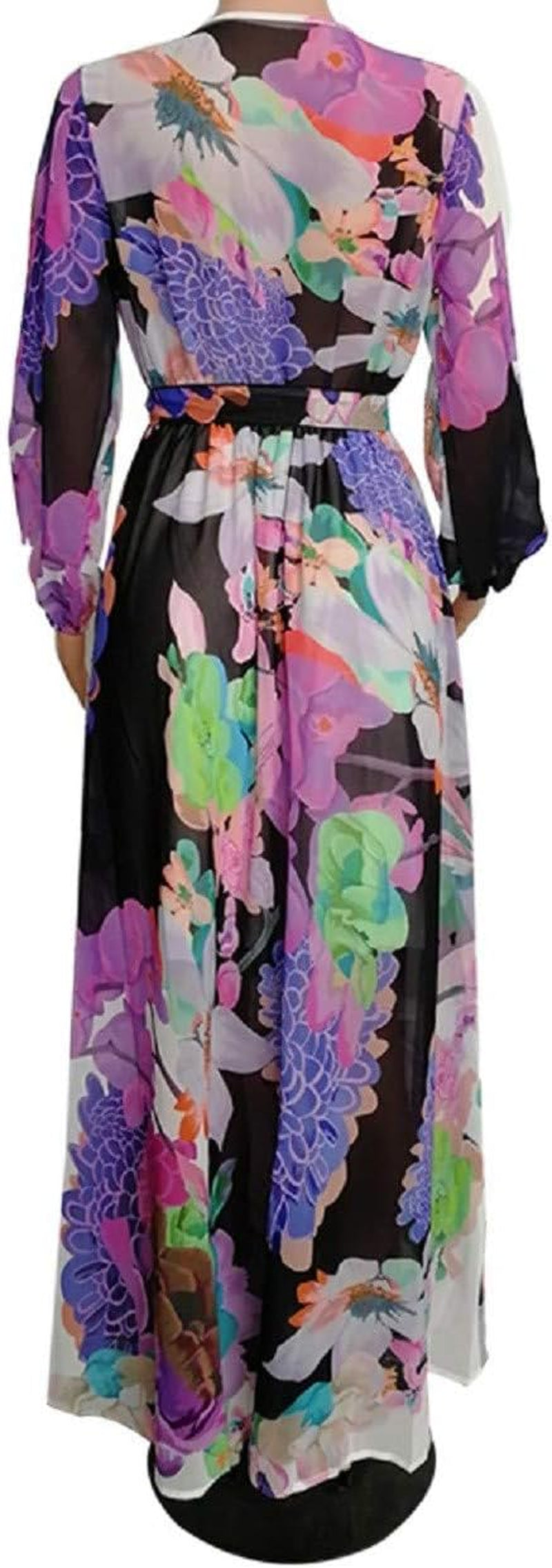 Womens Maxi Dress Boho Chiffon Floral Printed V-Neck Long Dresses