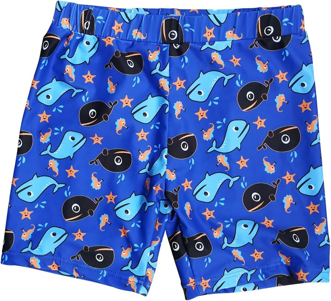 Boys Boardshorts UPF 50+ Sun Protection Swim Shorts with Sun Cap 2 Pack