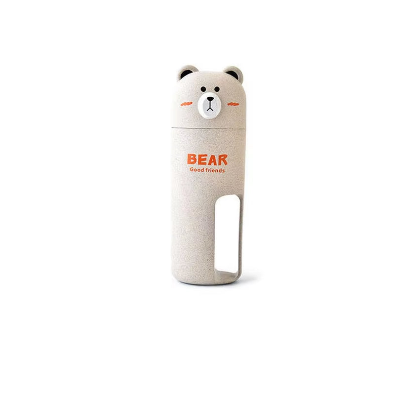 Wheat Straw Cute Bear Bathroom Accessories Sets Travel Wash Cup Set Portable Toothbrush Toothpaste Box Wash Gargle Suit